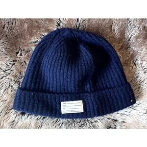 Visvim 100% Wool Beanie Cap Navy Blue One Size